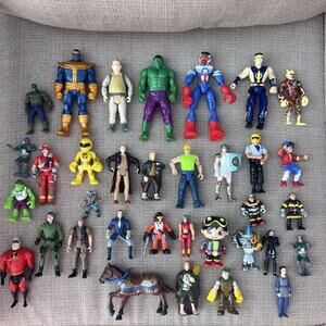 Mixed Lot Of 34 Action Figures Hulk Thanos Power Rangers Bandai Tomy Beyblade